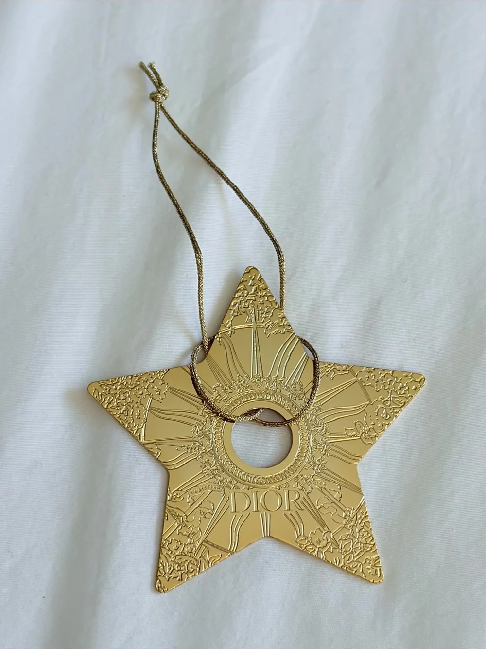 Dior Metallic Gold Star Ornament with Embossed Detail